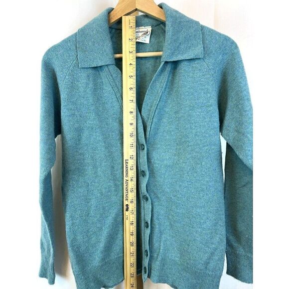 Vintage 100% Lambswool Collared Cardigan Sweater Edinburg Woolen Mill No Sz EUC - Picture 7 of 9